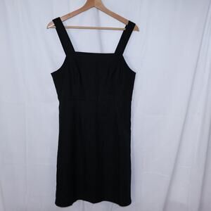 J Crew NWOT Biostretch Linen Blend Black A Line Dress Size 8 Sleeveless Straps